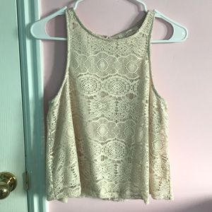 Beige lace tank top